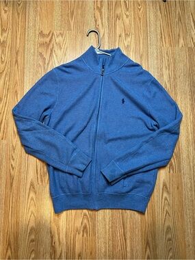 Ralph Lauren Men's Blue Full-Zip Knit Sweater